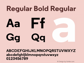 Regular Bold Regular 2.100 Font Sample