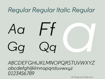 Regular Regular Italic Regular 2.150 Font Sample