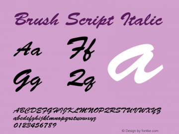 Brush Script Italic V.1.0图片样张