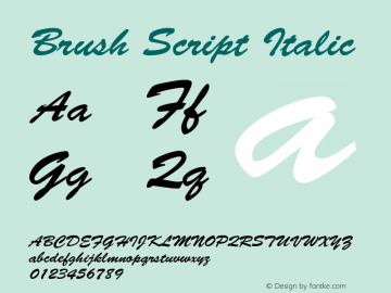 Brush Script Italic Version 1.01图片样张