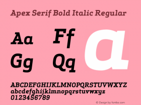 Apex Serif Bold Italic Regular Version 5.000;PS 001.001;hotconv 1.0.38图片样张