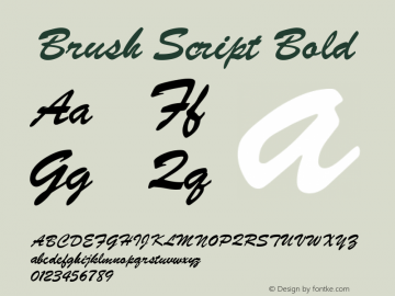 Brush Script Bold Version 1.0 Font Sample