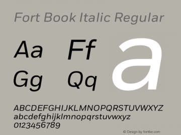 Fort Book Italic Regular 1.000 Font Sample