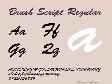 Brush Script Regular 001.001 Font Sample
