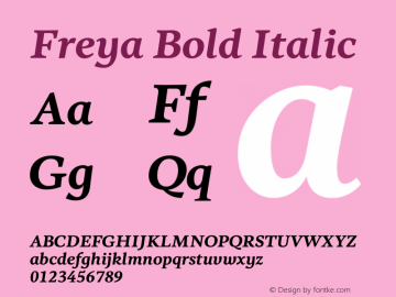 Freya Bold Italic 1.001 Font Sample