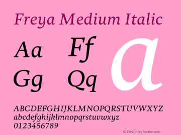 Freya Medium Italic 1.001 Font Sample