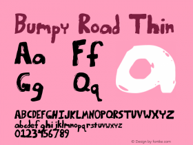 Bumpy Road Thin Version 1999; 1.0, initial r Font Sample