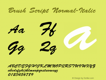 Brush Script Normal-Italic 001.000图片样张