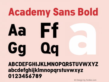 Academy Sans Bold Version 1.002 Font Sample