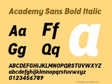 Academy Sans Bold Italic Version 1.002图片样张