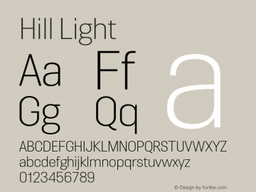 Hill Light Version 1.002 Font Sample