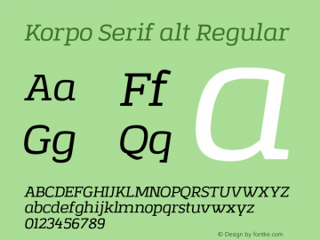 Korpo Serif alt Regular Version 001.001 Font Sample