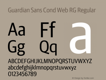 Guardian Sans Cond Web RG Regular Version 1.1 2012 Font Sample
