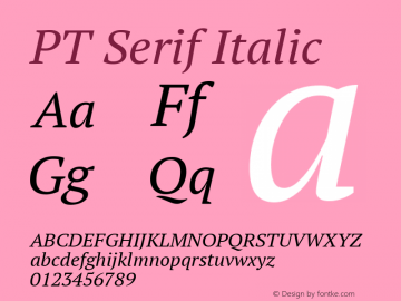 PT Serif Italic Version 1.000W OFL图片样张