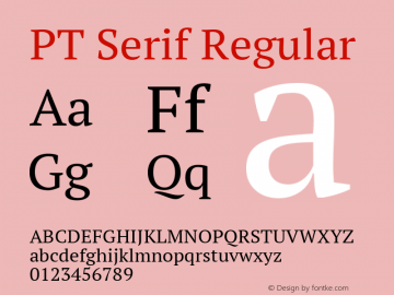 PT Serif Regular Version 1.000W OFL Font Sample