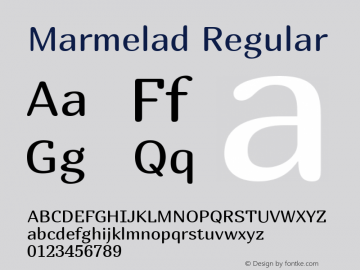 Marmelad Regular Version 1.000 Font Sample