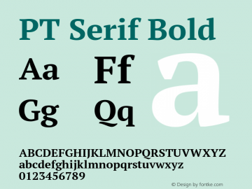 PT Serif Bold Version 1.000W OFL Font Sample