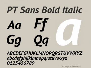PT Sans Bold Italic Version 2.003W OFL Font Sample