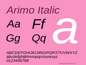 Arimo Italic Version 1.23 Font Sample