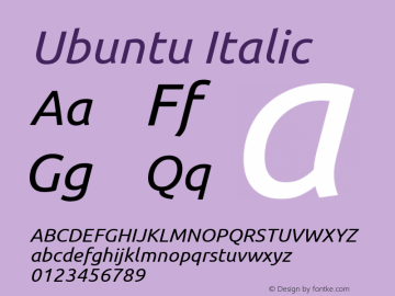 Ubuntu Italic Version 0.80 Font Sample