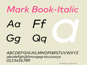 Mark Book-Italic Version 5.504; 2013; Build 1 Font Sample