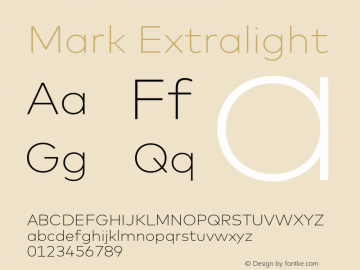 Mark Extralight Version 5.504; 2013; Build 1 Font Sample