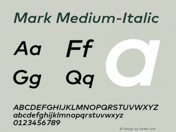 Mark Medium-Italic Version 5.504; 2013; Build 1 Font Sample