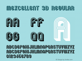 Mexcellent 3D Regular Version 1.1; 2001 accents added Font Sample