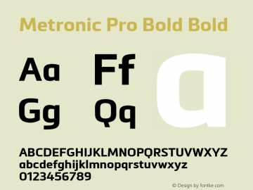 Metronic Pro Bold Bold Version 1.000 Font Sample