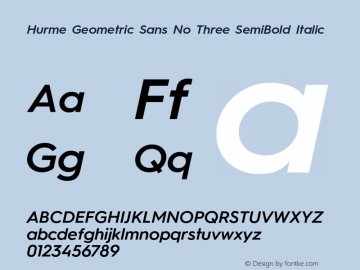 Hurme Geometric Sans No Three SemiBold Italic 1.001图片样张