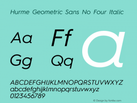 Hurme Geometric Sans No Four Italic 1.001 Font Sample