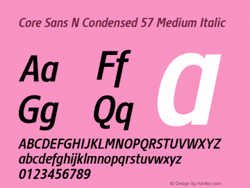 Core Sans N Condensed 57 Medium Italic Version 3.007 (wf-r)图片样张