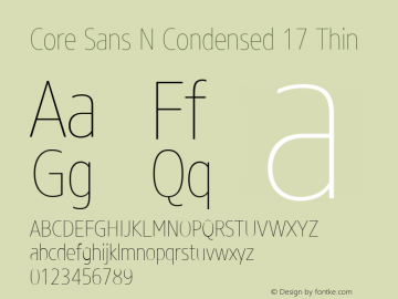 Core Sans N Condensed 17 Thin Version 3.007 (wf-r) Font Sample