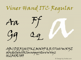 Viner Hand ITC Regular Version 1.00 Font Sample