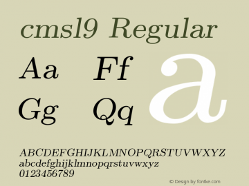 cmsl9 Regular Version 1.1/12-Nov-94 Font Sample