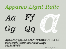 Appareo Light Italic 1.000图片样张