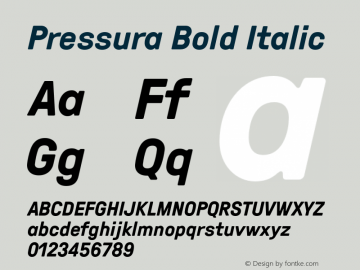 Pressura Bold Italic Version 1.000图片样张