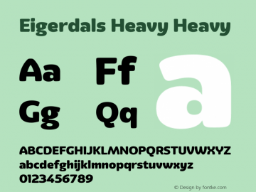 Eigerdals Heavy Heavy Version 3.000 Font Sample