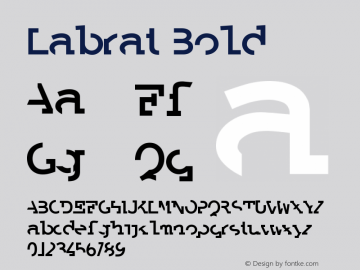 Labrat Bold Version 1.0; 2000; initial r Font Sample