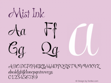 Mist Ink Version 1.000 Font Sample