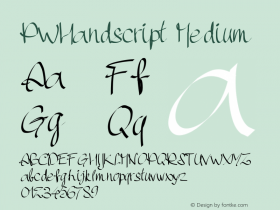 PWHandscript Medium Version 001.000 Font Sample