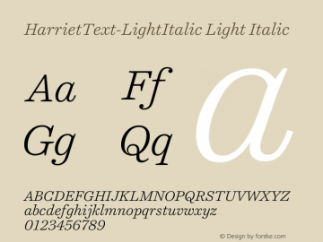 HarrietText-LightItalic Light Italic 1.119图片样张