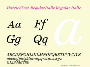 HarrietText-RegularItalic Regular Italic 1.005图片样张