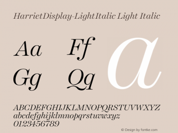 HarrietDisplay-LightItalic Light Italic 1.005图片样张
