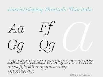 HarrietDisplay-ThinItalic Thin Italic 1.005图片样张