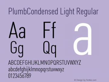 PlumbCondensed Light Regular Version 001.000 Font Sample