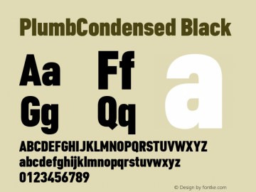 PlumbCondensed Black Version 001.000 Font Sample