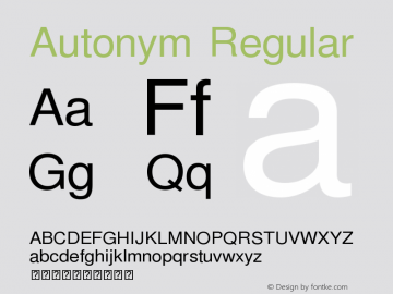 Autonym Regular Version 0.1 Font Sample