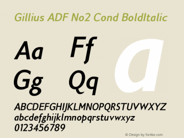 Gillius ADF No2 Cond BoldItalic Version 1.009 Font Sample