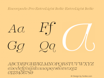 Encorpada Pro ExtraLight Italic ExtraLight Italic Version 1.000图片样张